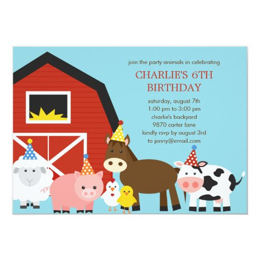 Farm Animals Birthday Party
 Farm Animals Birthday Party Invitation