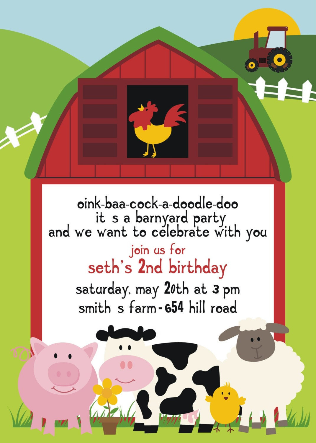 Farm Animals Birthday Party
 Farm Animal Birthday Party Invitation