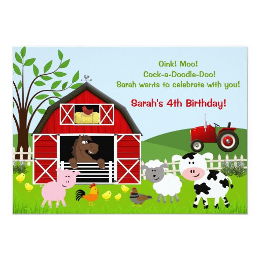 Farm Animals Birthday Party
 Barnyard Farm Animals Birthday Party Invitations