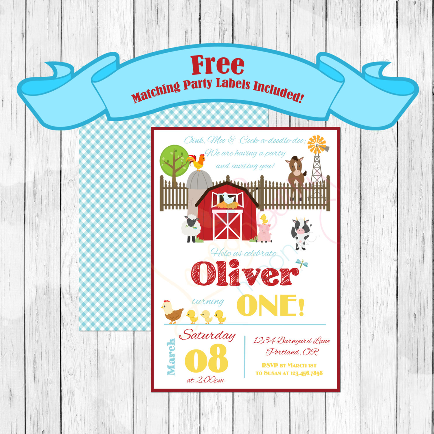 Farm Themed Birthday Invitations
 Farm Theme Party Birthday Invitation or Evite by