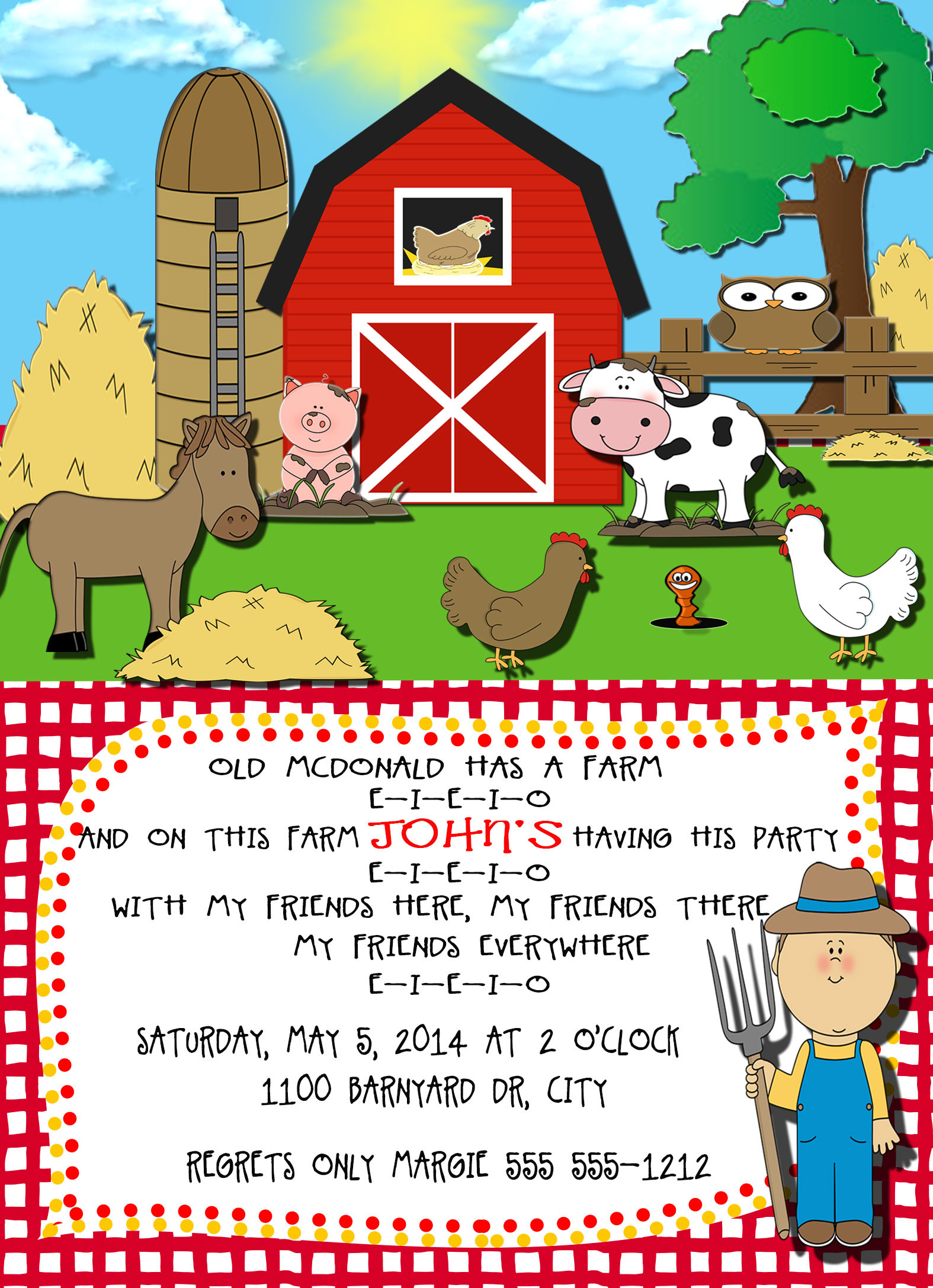 Farm Themed Birthday Invitations
 Old McDonald Farm Animals Personalized Birthday Invitation