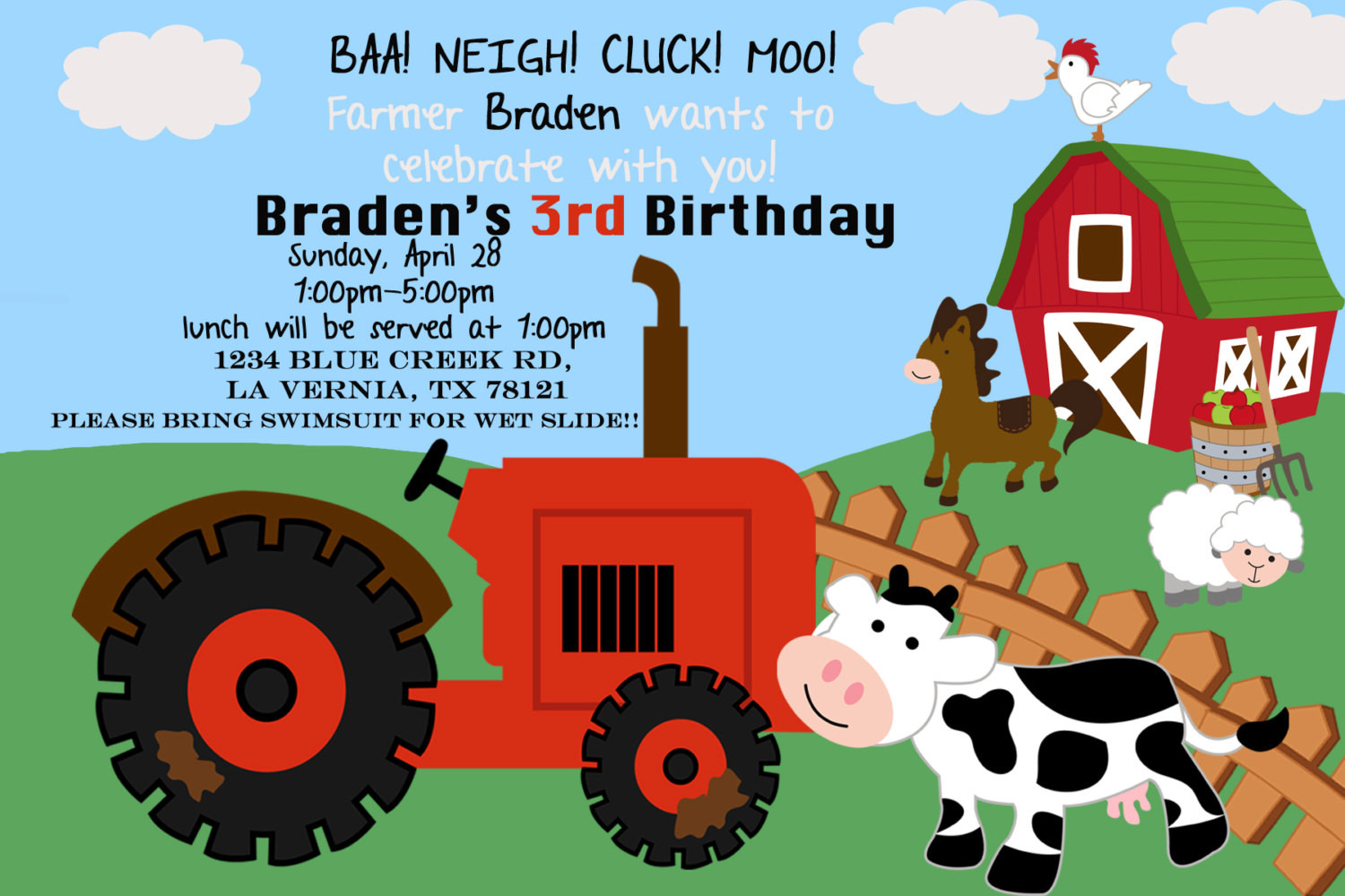 Farm Themed Birthday Invitations
 Farm Theme birthday invitation