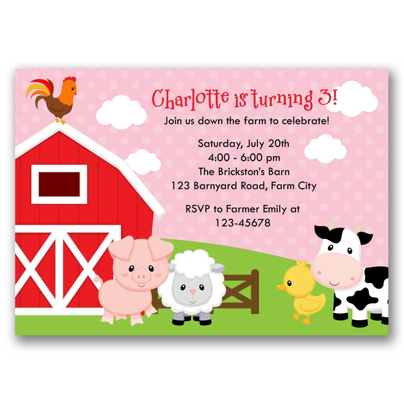 Farm Themed Birthday Invitations
 Farm Birthday Invitation Bright Colors – CallaChic