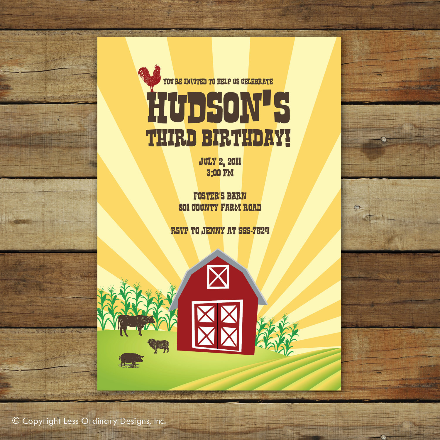 Farm Themed Birthday Invitations
 Farm birthday party invitation Vintage barnyard vintage barn