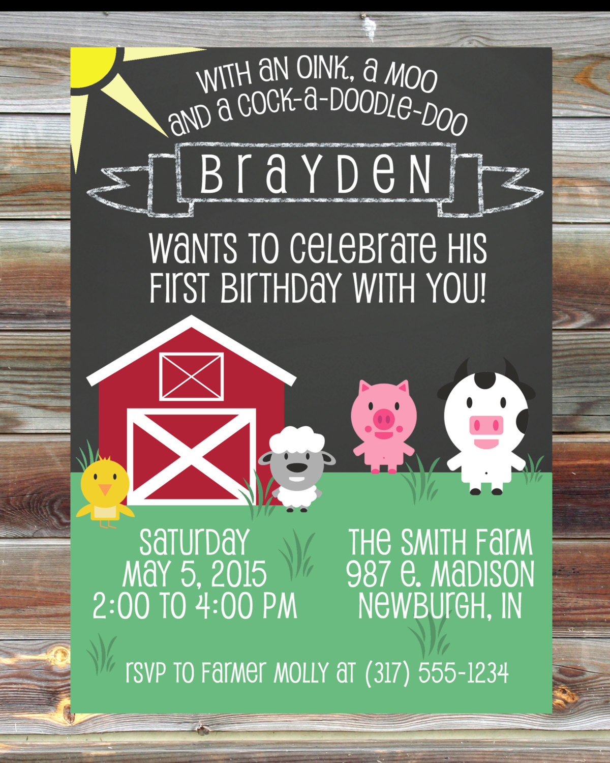 Farm Themed Birthday Invitations
 Farm Theme First Birthday Invitation Printable by ViaBarrett