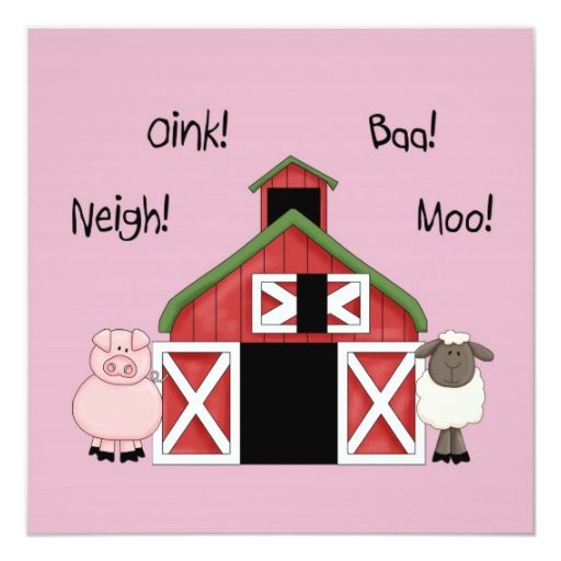 Farm Themed Birthday Invitations
 A Barnyard Birthday Farm themed Girl Invitation