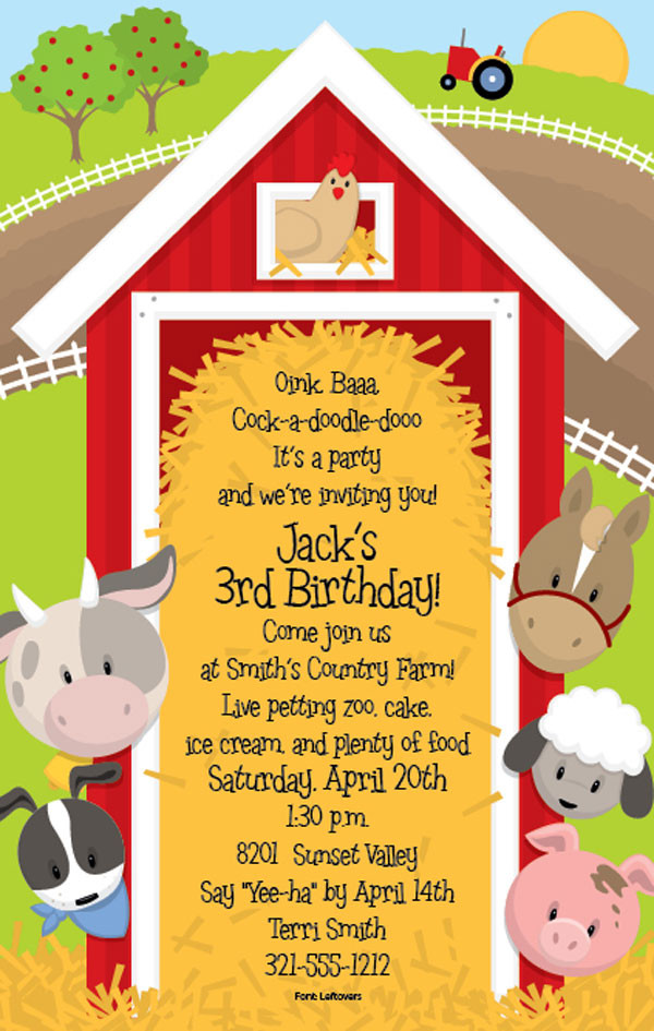 Farm Themed Birthday Invitations
 FREE Farm Themed Birthday Party Invitations Template