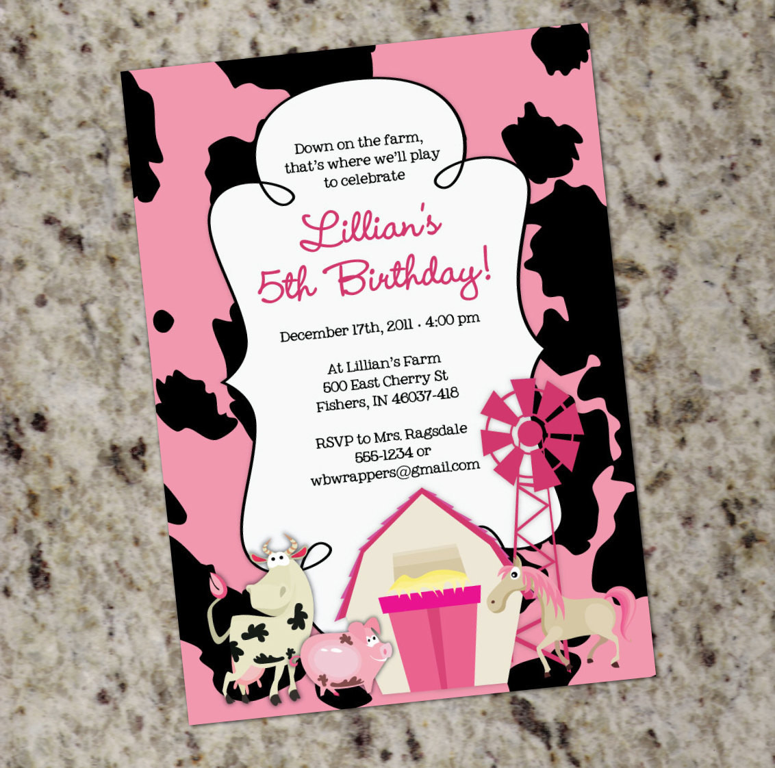 Farm Themed Birthday Invitations
 GIRLY FARM Themed Birthday Party Invitation Printable Design