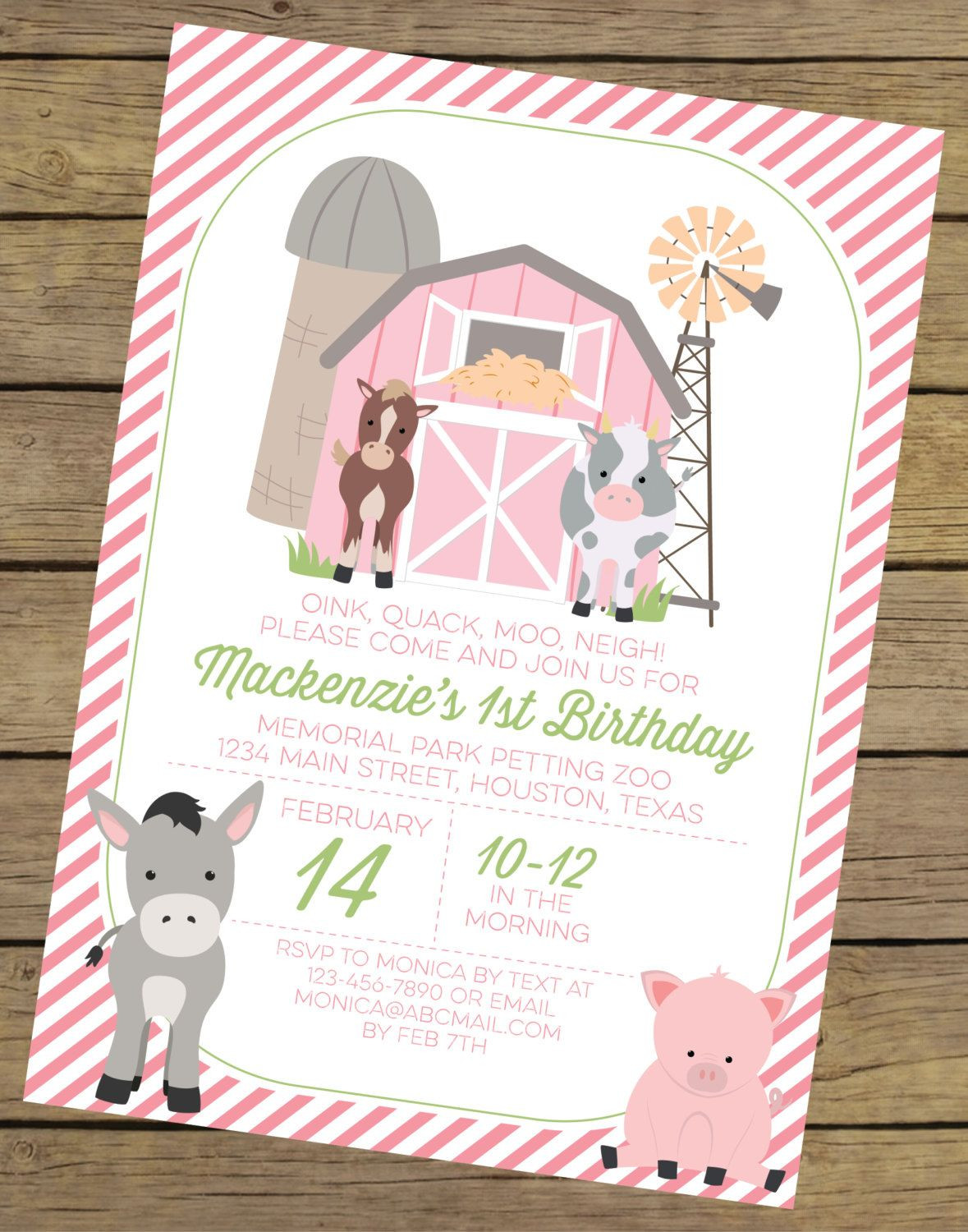 Farm Themed Birthday Invitations
 Girl Farm Birthday Invitation Invitation Farm Birthday