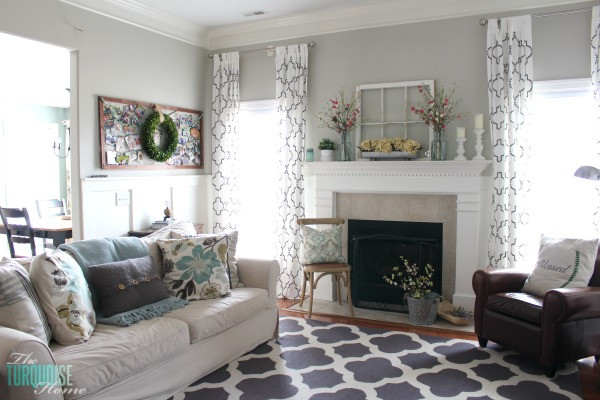 Farmhouse Curtains For Living Room
 Farmhouse Fresh Spring Mantel