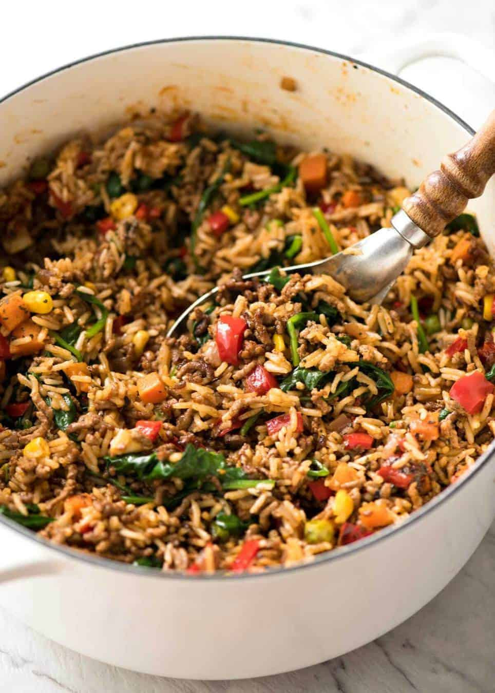 Fast Ground Beef Recipes
 Beef and Rice with Veggies