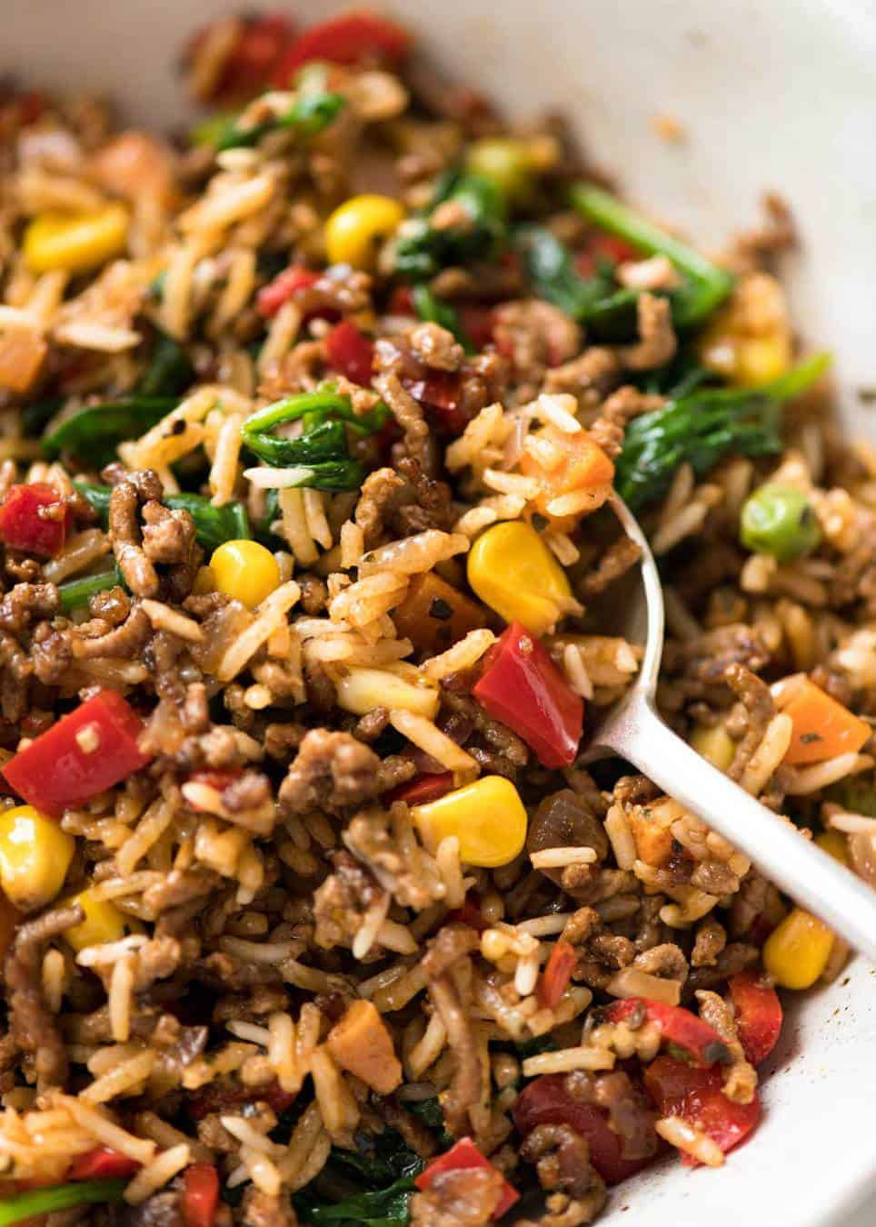 Fast Ground Beef Recipes
 Beef and Rice with Veggies