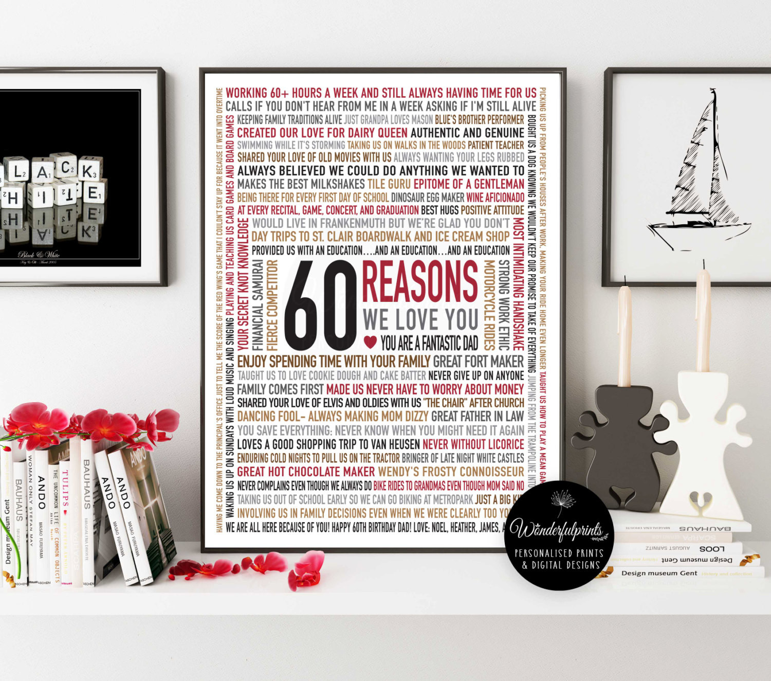 Father 60Th Birthday Gift Ideas
 Custom 60th Birthday Gift for DAD 60 Reasons Why We Love You