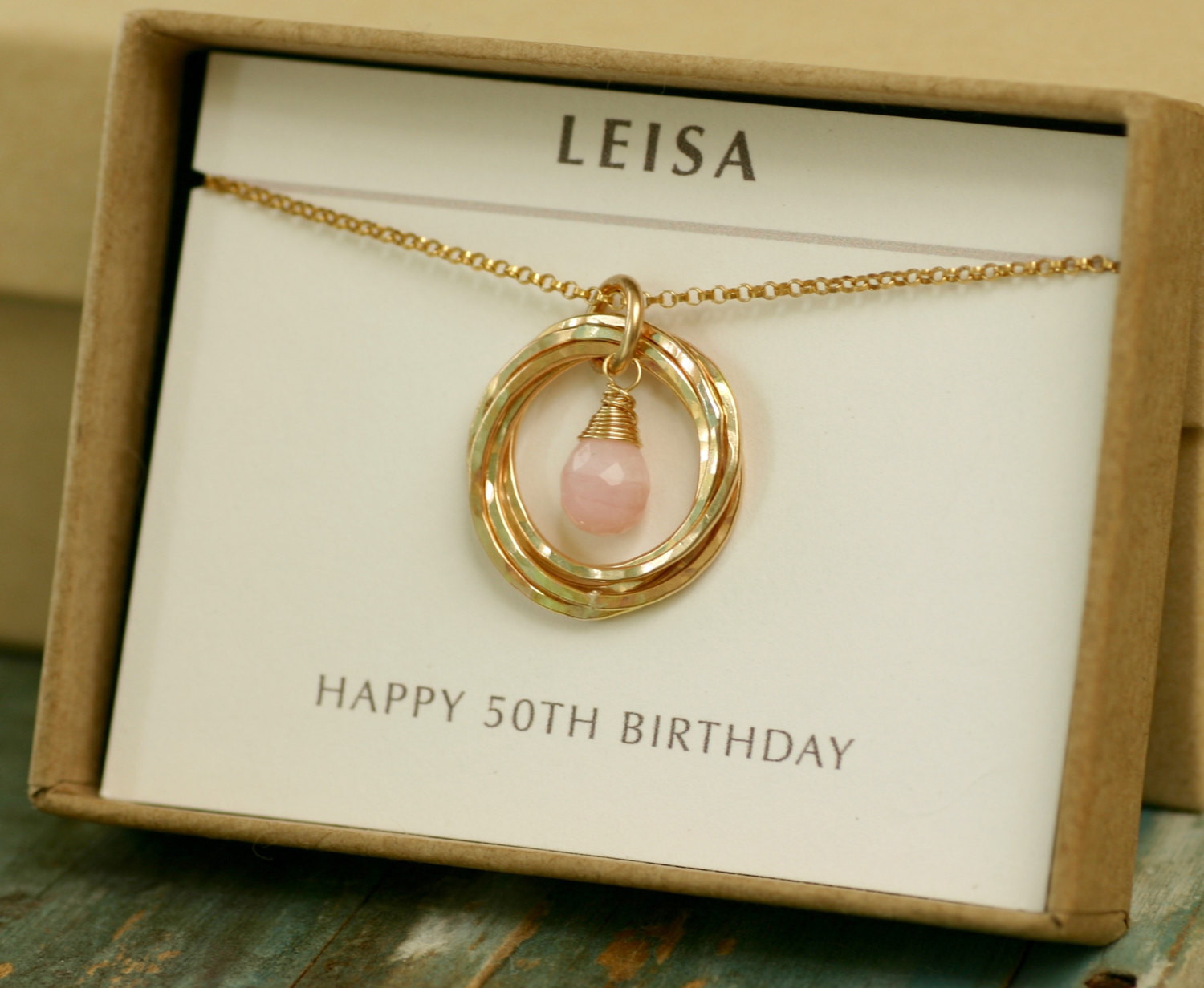 Female 50Th Birthday Gift Ideas
 50th birthday t for women pink opal necklace gold 5th