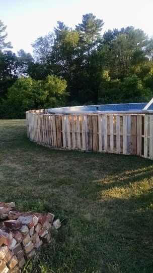 Fence Around Above Ground Pool
 Pallet above ground pool camouflage Pallet fence around