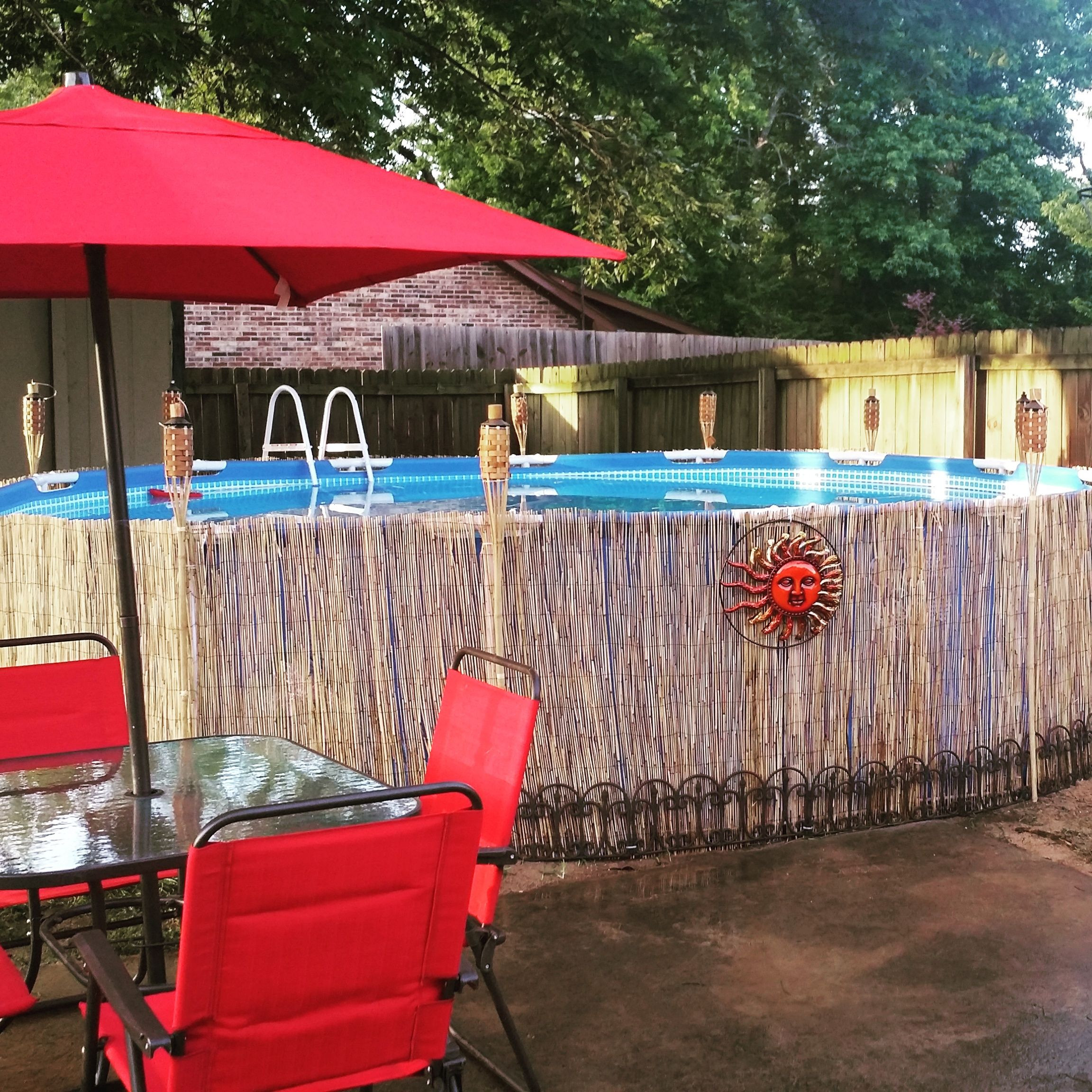 Fence Around Above Ground Pool
 Bamboo fencing above ground pool