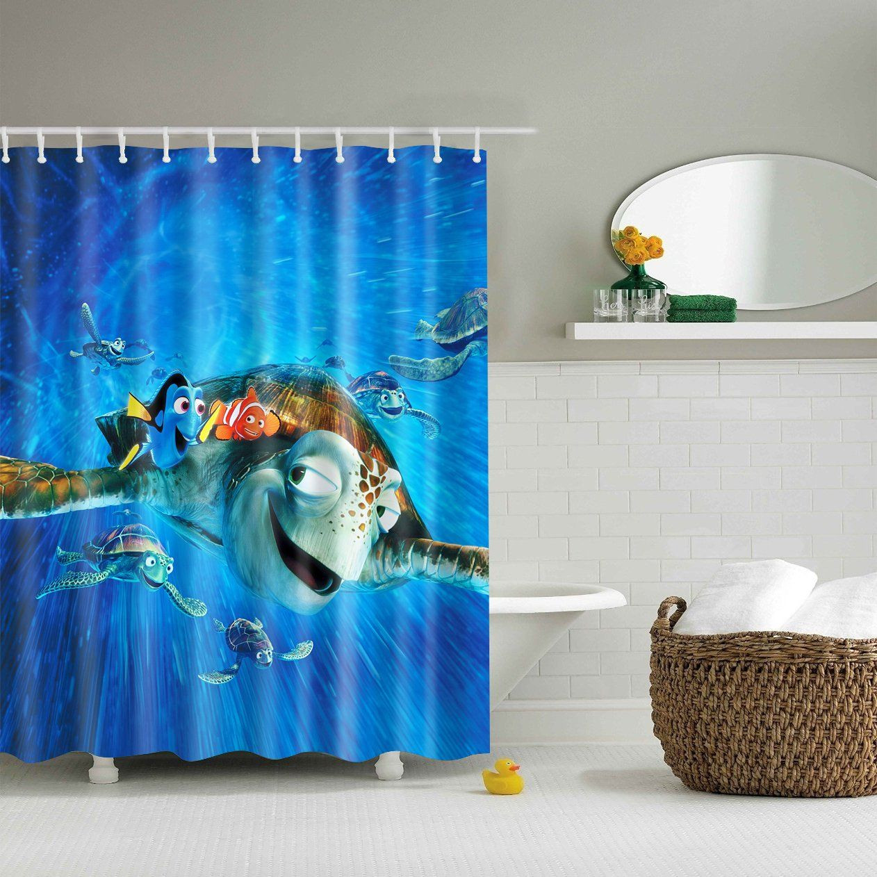 Finding Dory Bathroom Decor
 Finding Dory Nemo DVD Cover Shower Curtain in 2020