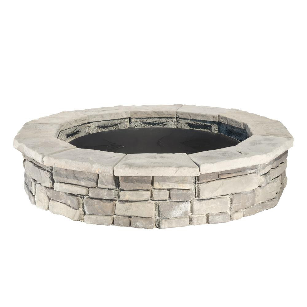 Fire Pit Kit Stone
 44 in Random Stone Gray Round Fire Pit Kit RSFPG The