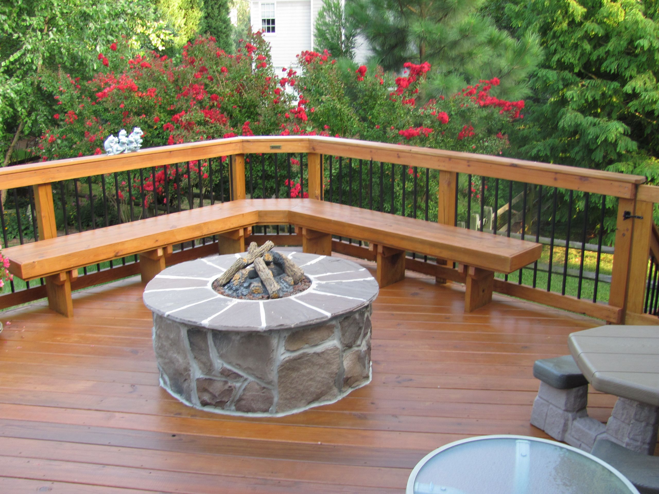 Fire Pit On Wood Deck
 Archadeck deck in Charlotte with fire pit