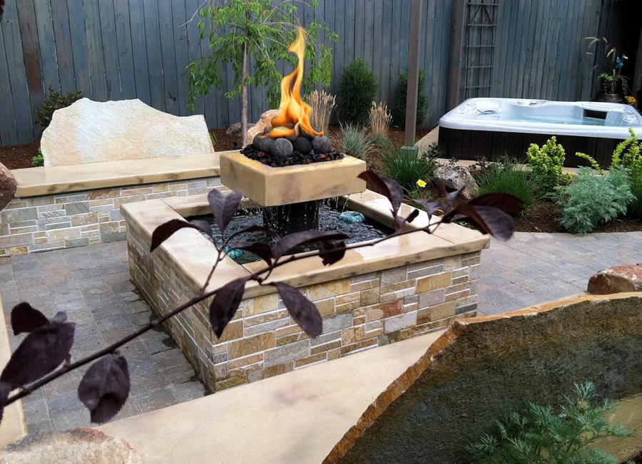 Fire Pit With Water Fountain
 Fire and Water Elements Landscaping Network