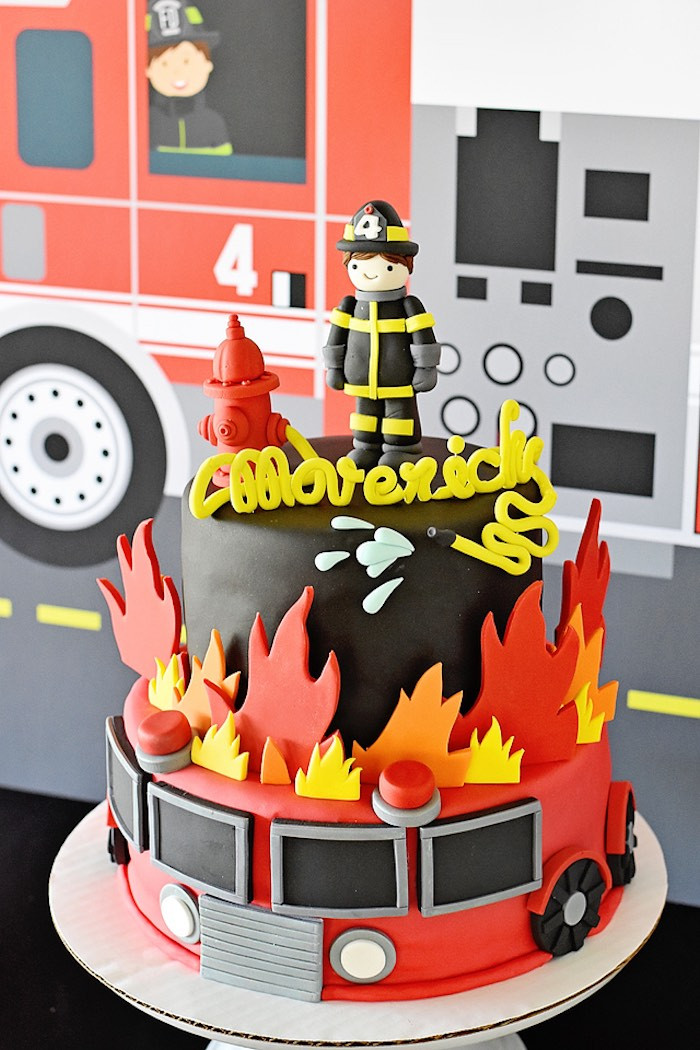 Fire Truck Birthday Cake
 Kara s Party Ideas Firetruck Birthday Party