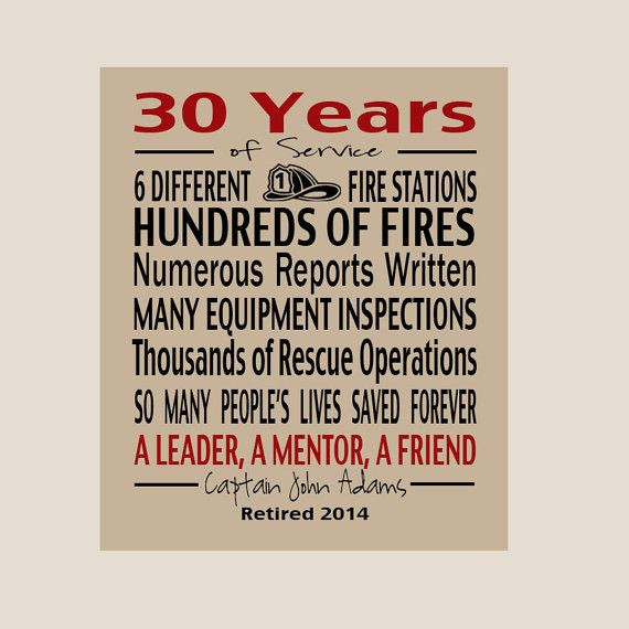 Fireman Retirement Party Ideas
 Personalized Fireman Retirement Art Fireman Retirement