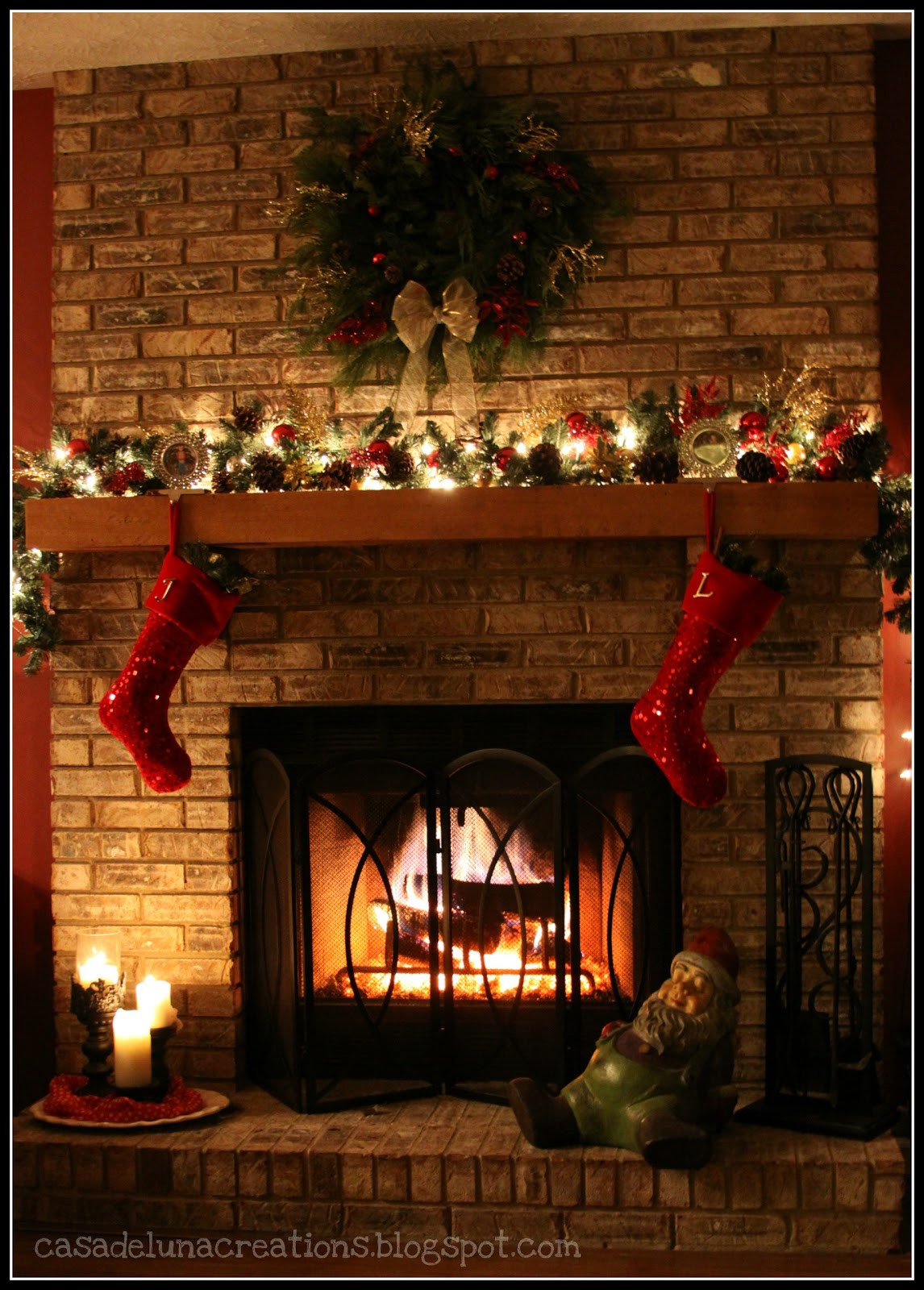 Fireplace Christmas Decoration
 Casa de Luna Creations Christmas Mantel