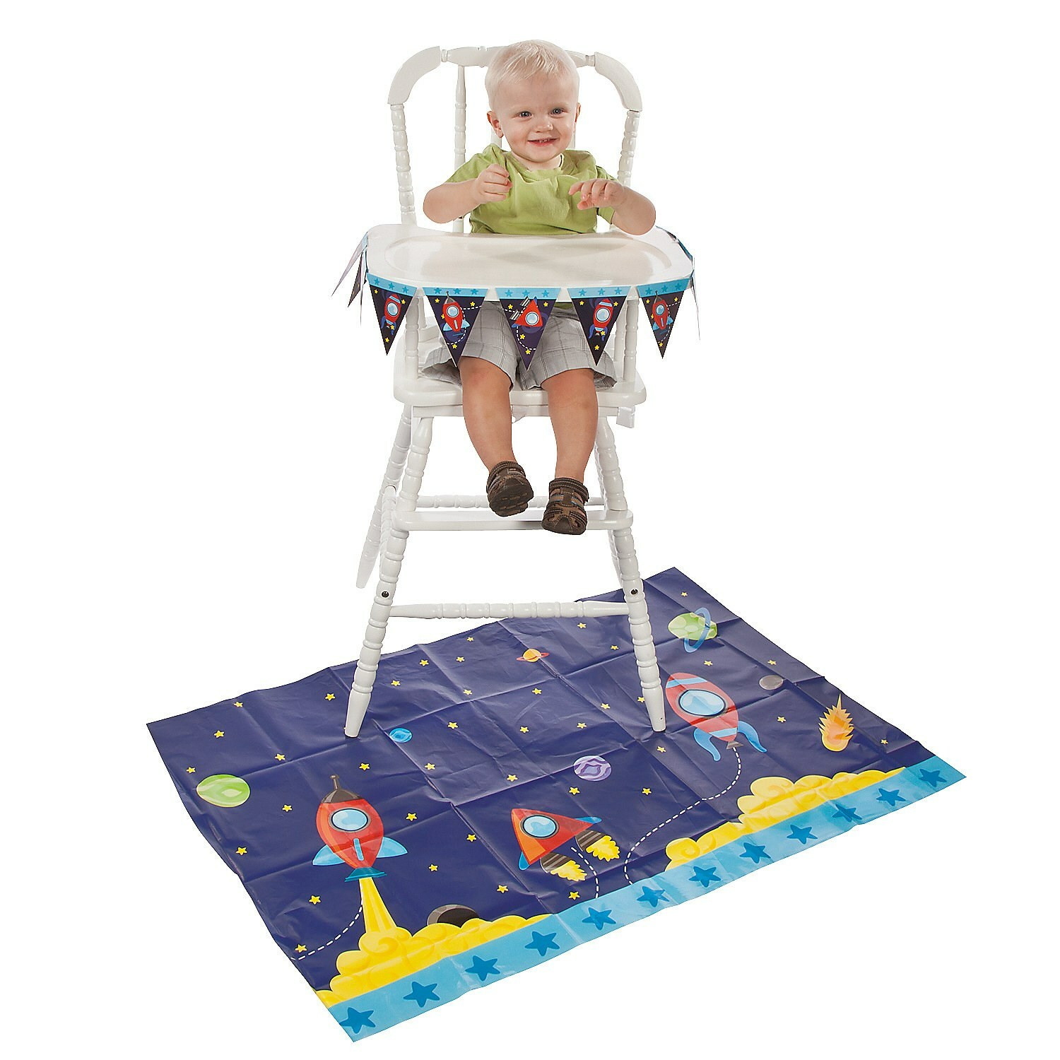 First Birthday High Chair Decorations
 Boys 1st First Birthday Rocket Space 2PCE High Chair