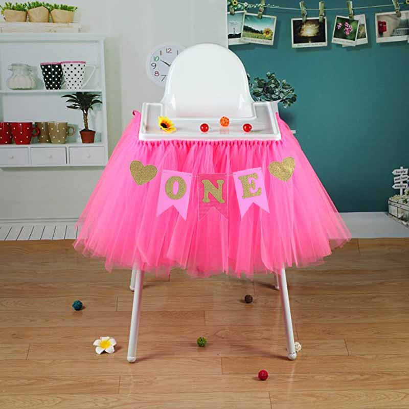 First Birthday High Chair Decorations
 Glitter e banner Pennant High Chair Baby Shower kids