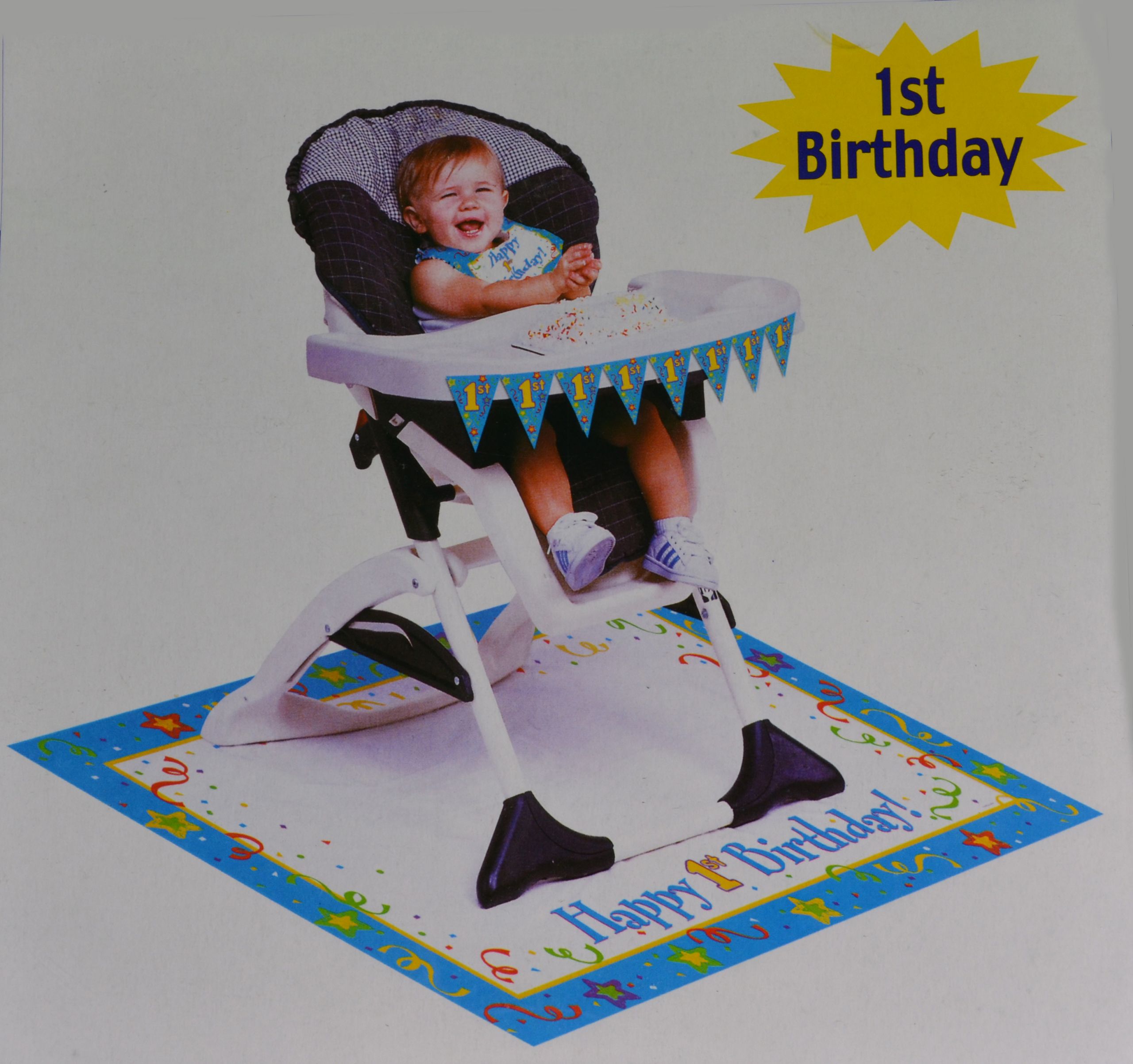 First Birthday High Chair Decorations
 Paper Art Boys Blue 1st Birthday High Chair Party