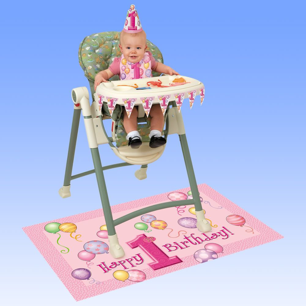 First Birthday High Chair Decorations
 Unique PINK 1st Birthday High Chair Decorating Kit Set