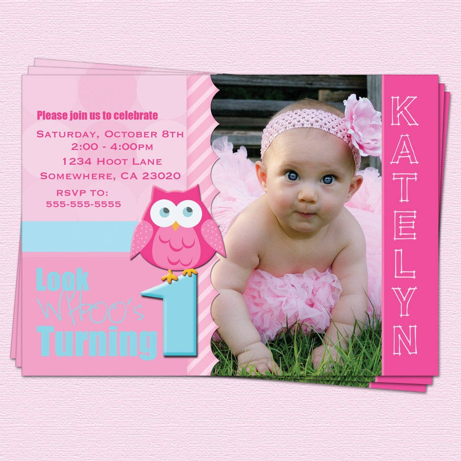 First Birthday Invitations Girl
 Birthday Owl Invitations Girl 1st Birthday Look by