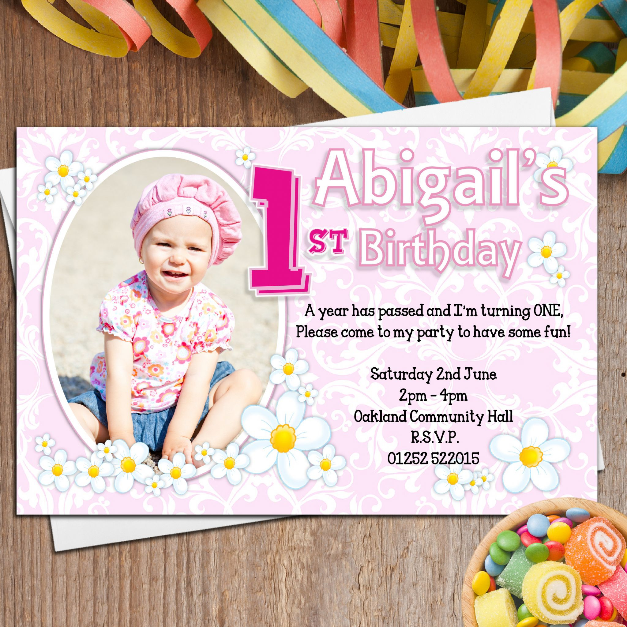 First Birthday Invitations Girl
 10 Personalised Girls First 1st Birthday Party PHOTO