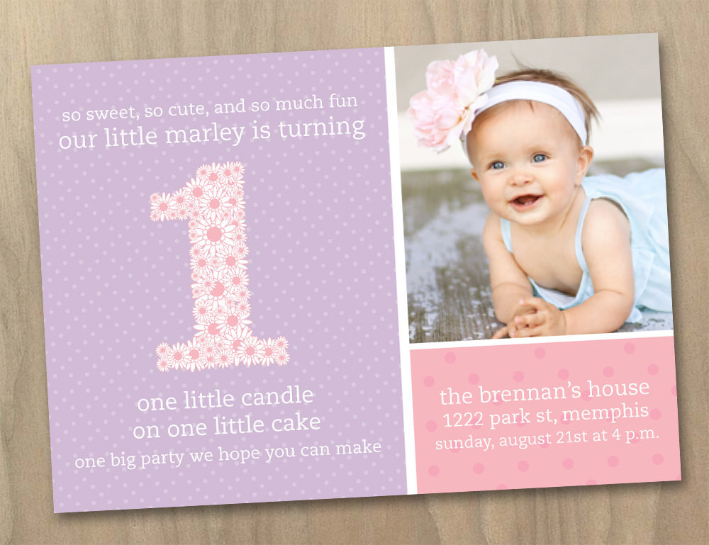 First Birthday Invitations Girl
 Baby Girl First 1st Birthday Invitation Pink and