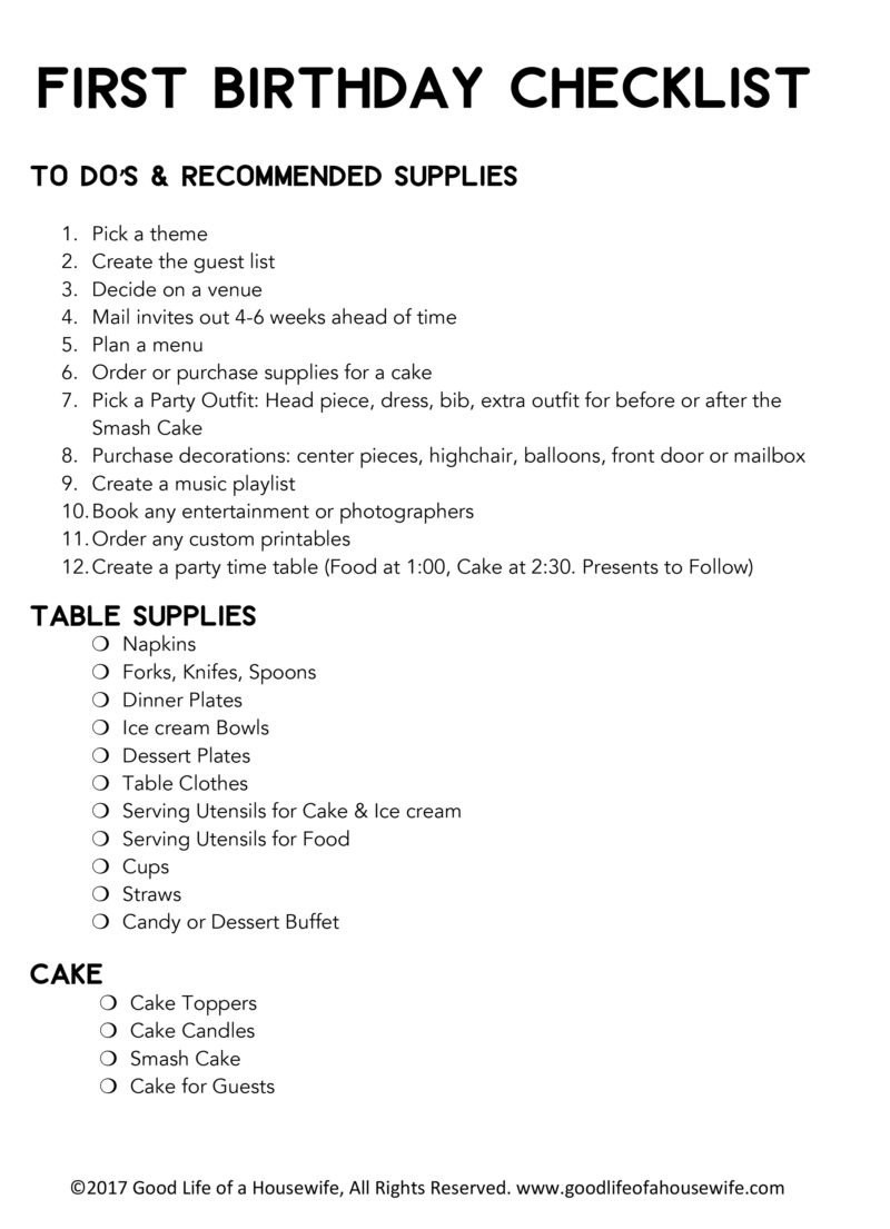 The Best First Birthday Party Checklist Home Family Style And Art Ideas