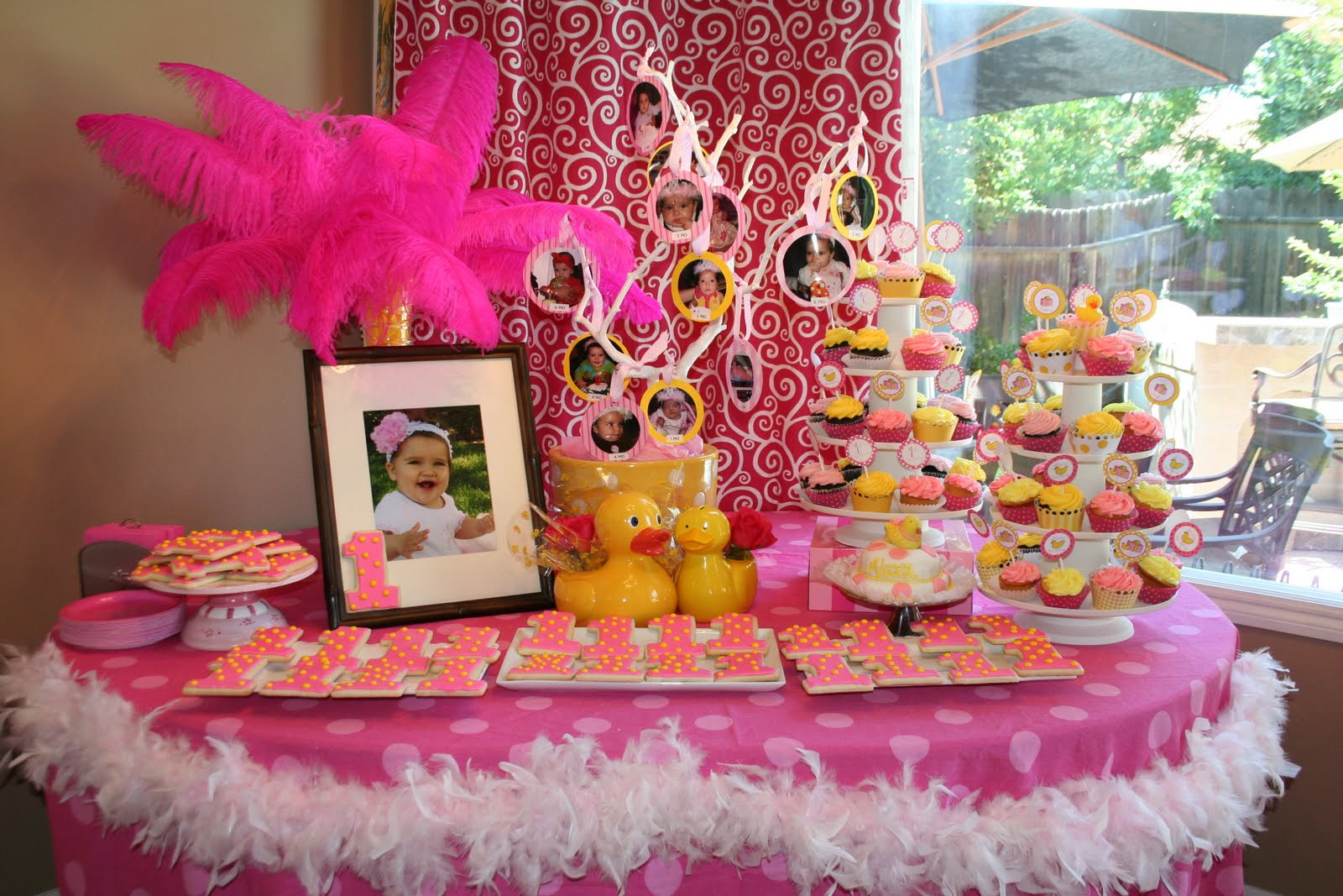 First Birthday Party Decoration Ideas
 Rubber Duckee Pink and Yellow 1st Birthday Party