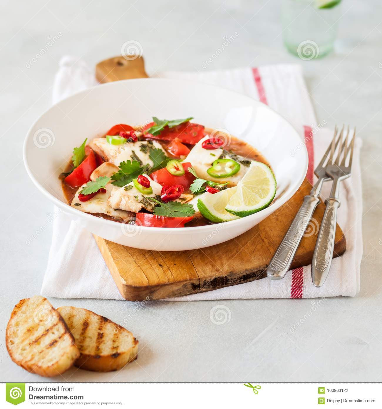 Fish Stew With Coconut Milk
 Tomato And Coconut Milk Fish Stew Stock Image of
