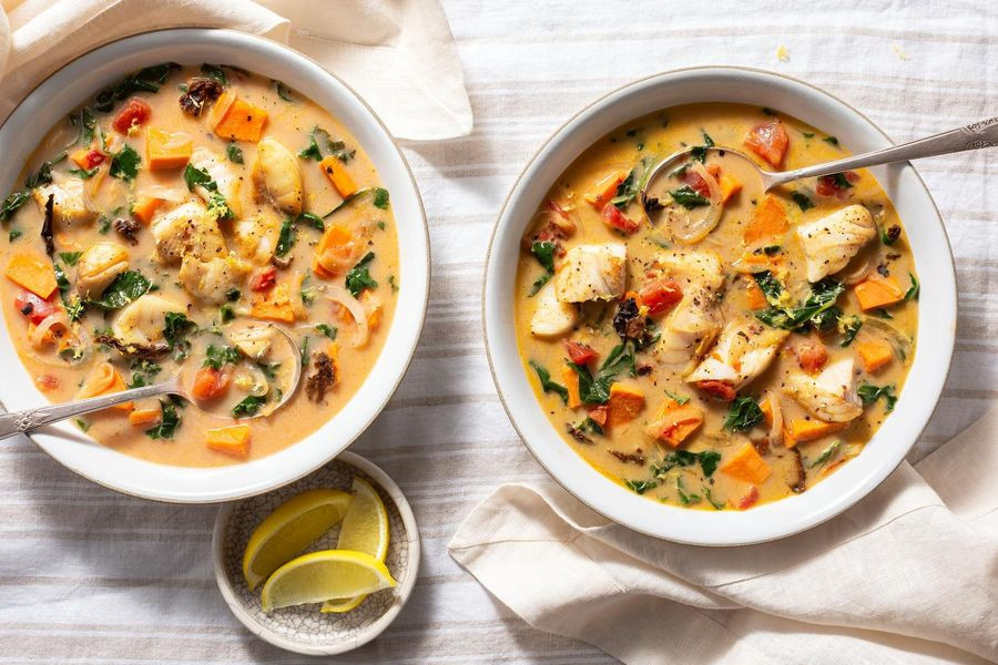 Fish Stew With Coconut Milk
 Hearty Fish Stew with Tomatoes Kale and Coconut Milk