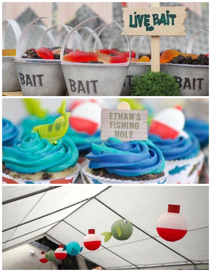 Fishing Birthday Party Decorations
 Kara s Party Ideas Colorful Gone Fishing Birthday Party