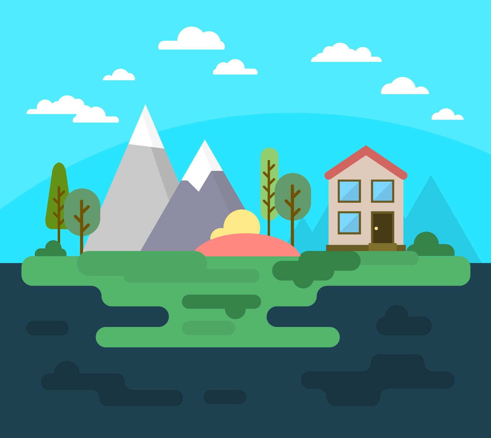 Flat Design Landscape
 Flat Landscape Design Download Free Vectors Clipart