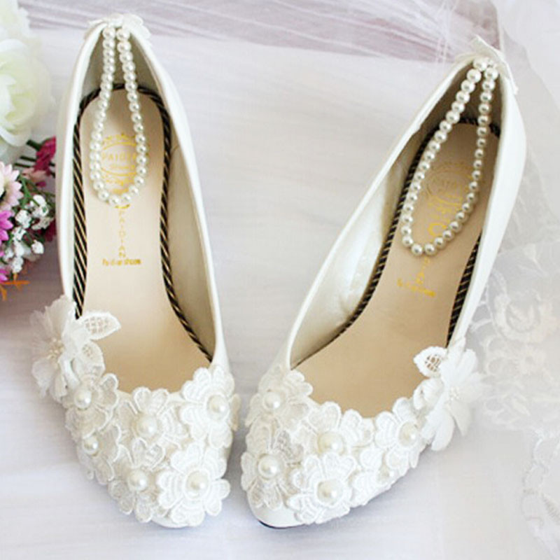 Flat White Wedding Shoes
 Silk Floral flat heel white wedding shoes bridal Women