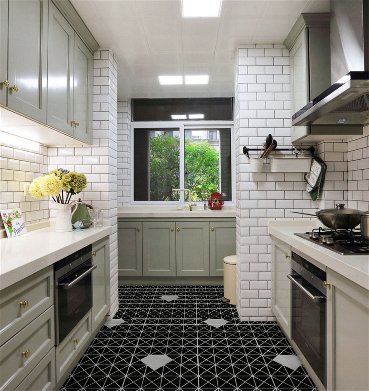 Floor Kitchen Tile
 2 Matte Single Diamond Pattern Porcelain Triangle Mosaic