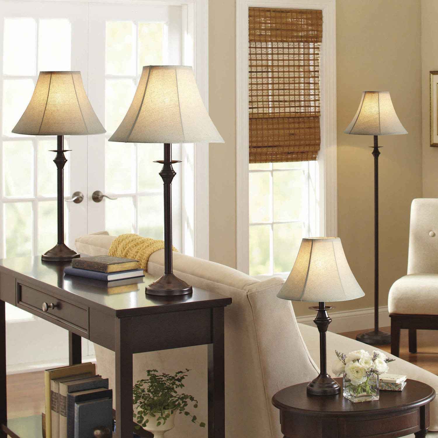 Floor Lamp In Living Room
 Living Room 4 Piece Lamp Set Floor Table Accent Lamps