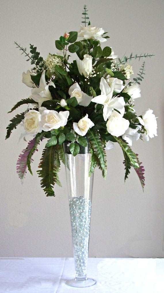 Flower Arrangements For Wedding Tables
 Elegant Wedding Reception Table Silk Flower by