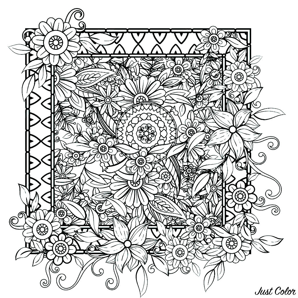 Flowers Coloring Pages For Adults
 Flowers ing out of the frame Flowers Adult Coloring Pages