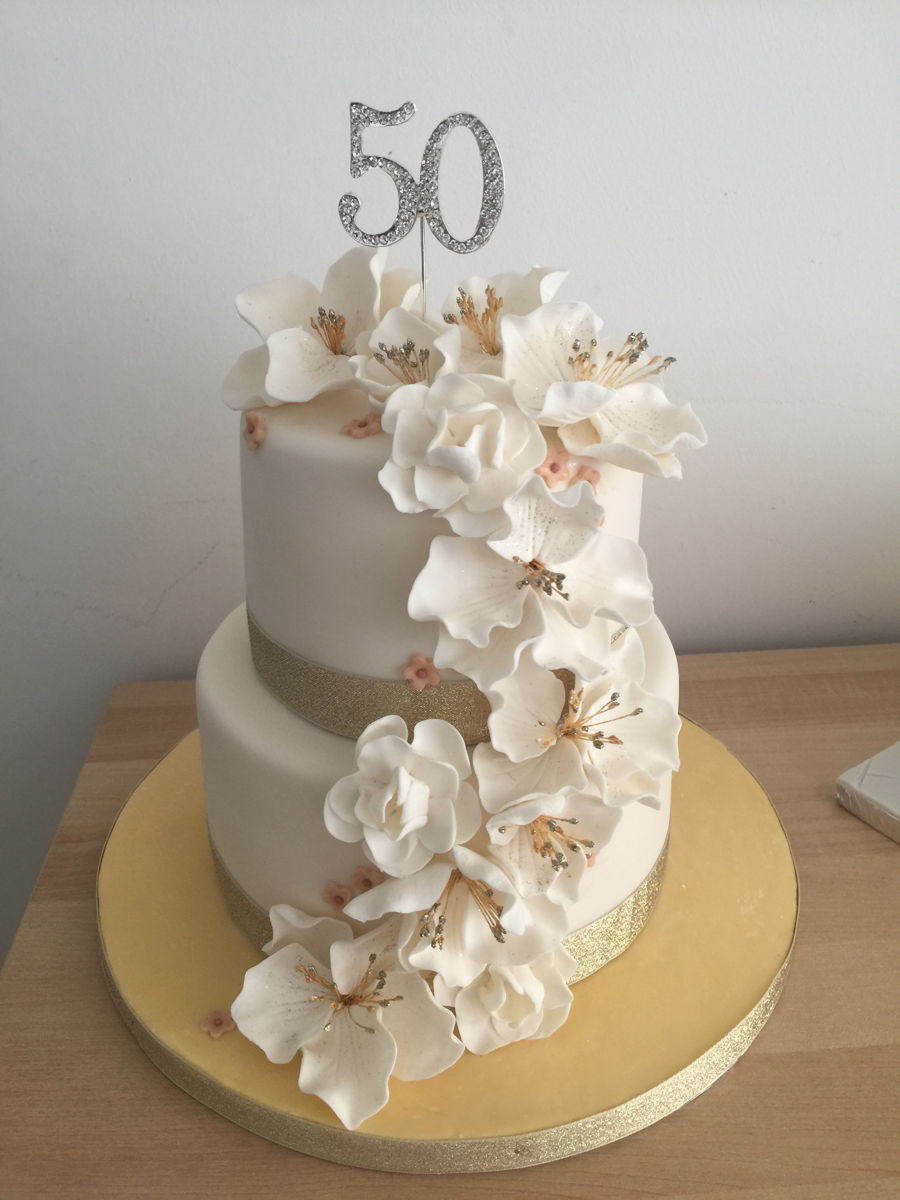Fondant Birthday Cake
 50Th Birthday Cake With Fondant Flowers CakeCentral