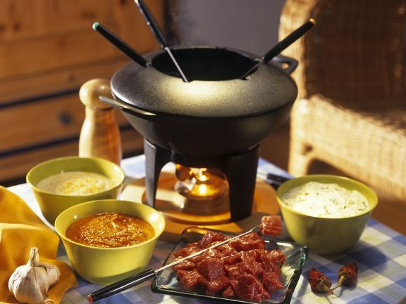 Fondue Dipping Sauces Recipes
 Beef Fondue with Three Dipping Sauces recipe