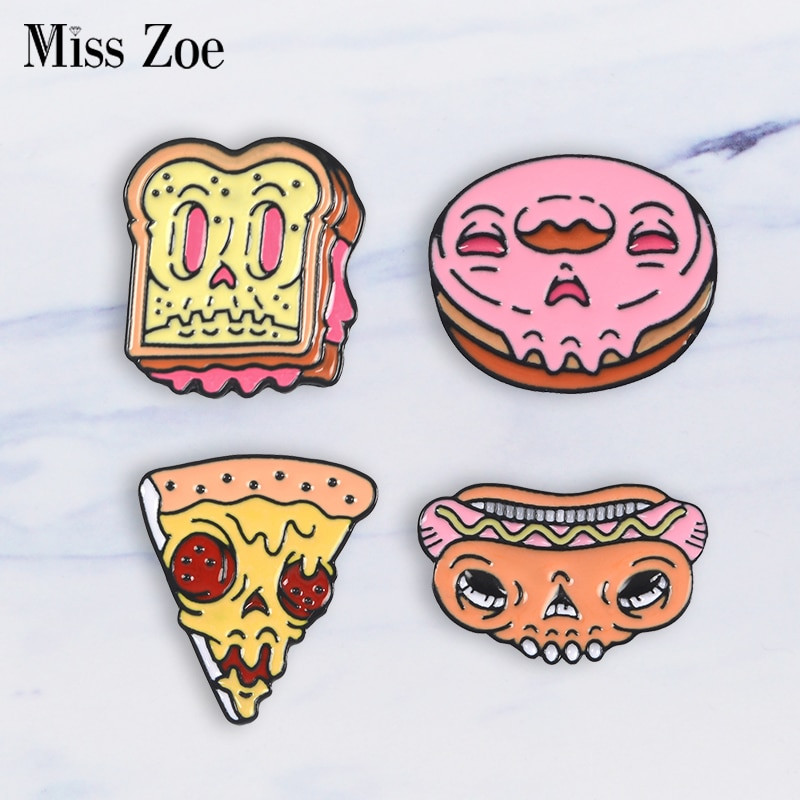 Food Pins
 Aliexpress Buy Cartoon Food Enamel pin Pizza Hot Dog