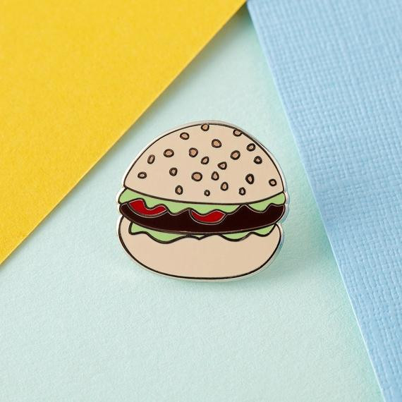 Food Pins
 Burger Enamel Pin with clutch back lapel pins food