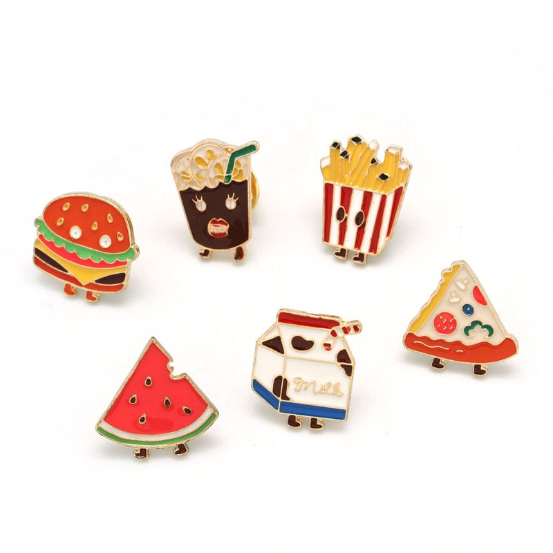 Food Pins
 New Style Alloy Enamel Brooch Pins Mini Cute Take Away